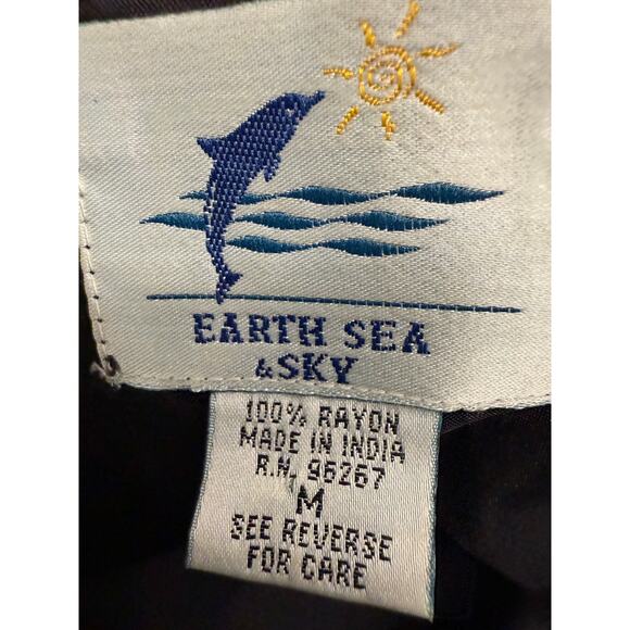 VTG Earth Sea & Sky Colorblock Embroidered Women's M Jacket Blazer Coat Patch - Picture 5 of 5